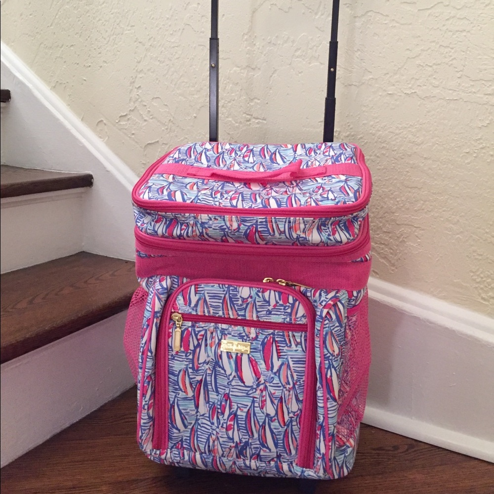 Lilly Pulitzer rolling cooler in Red Right Return